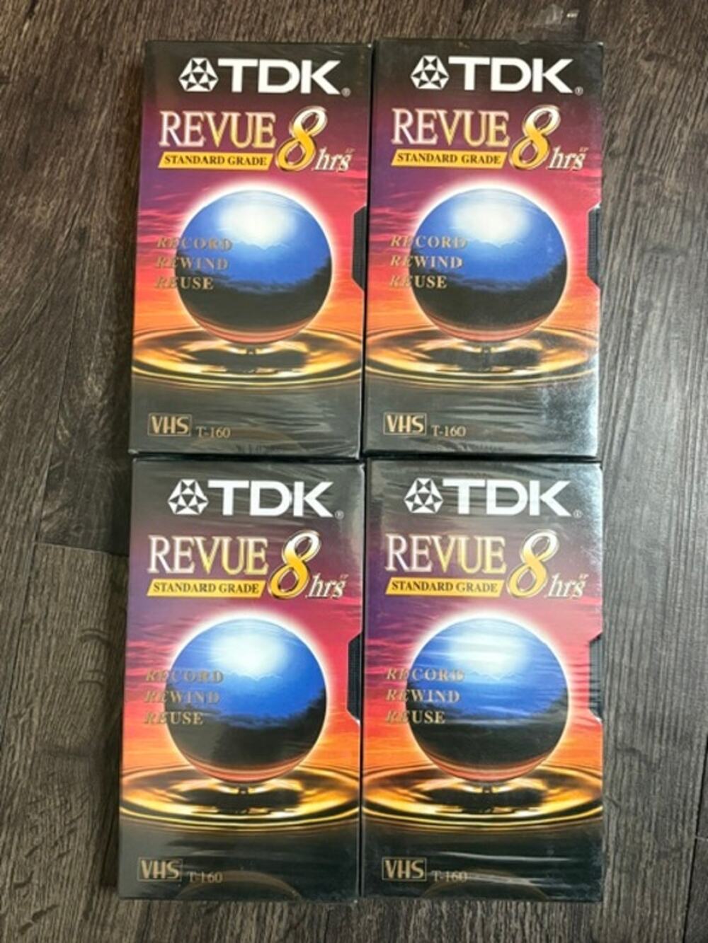 TDK Revue 8 hour T-160 VHS Tapes - Lot of 4 - Sealed - NEW!